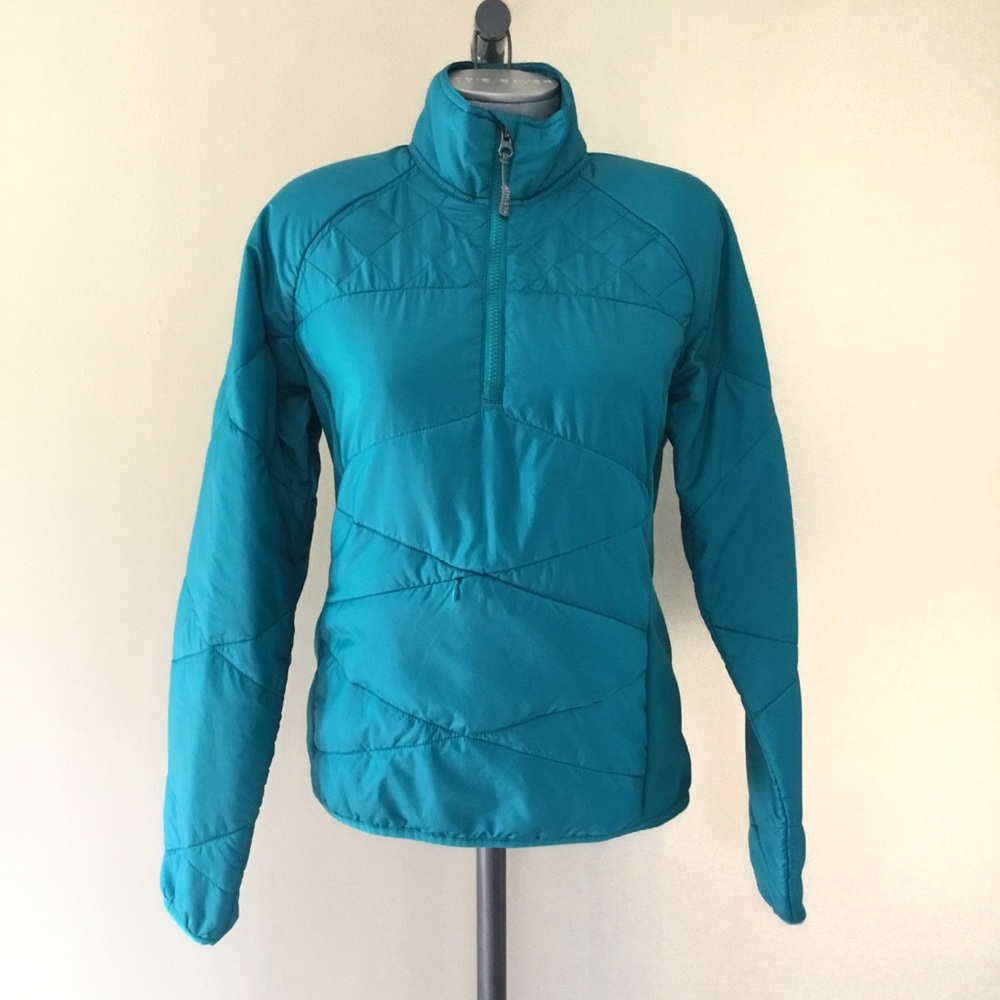 Athleta teal puffer half zip lightweight jacket M